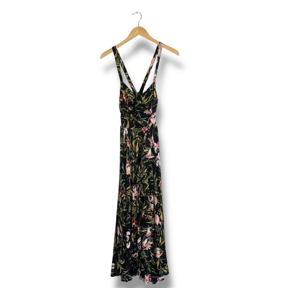 Anthropologie Maeve Gabriela Ruffled Black Floral Maxi Sweetheart Neck Dress S - Picture 3 of 12